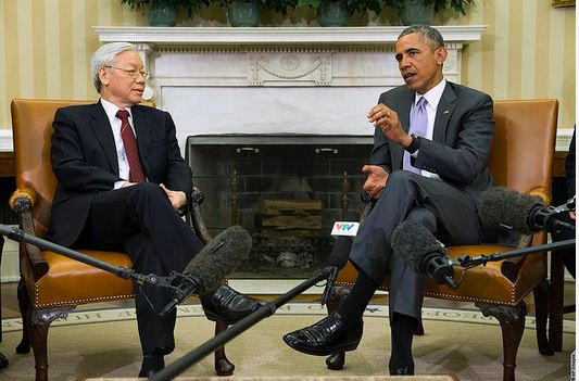 Tổng bí thư Nguyễn Phú Trọng và Tổng thống Barack Obama tại Nhà Trắng. Ảnh: Đại sứ quán Mỹ tại Việt Nam. Tổng bí thư Nguyễn Phú Trọng và Tổng thống Barack Obama tại Nhà Trắng. Ảnh: Đại sứ quán Mỹ tại Việt Nam.