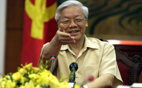 Tổng bí thư Nguyễn Phú Trọng chủ trì buổi họp báo trước khi thăm Hoa Kỳ. Ảnh: AP.