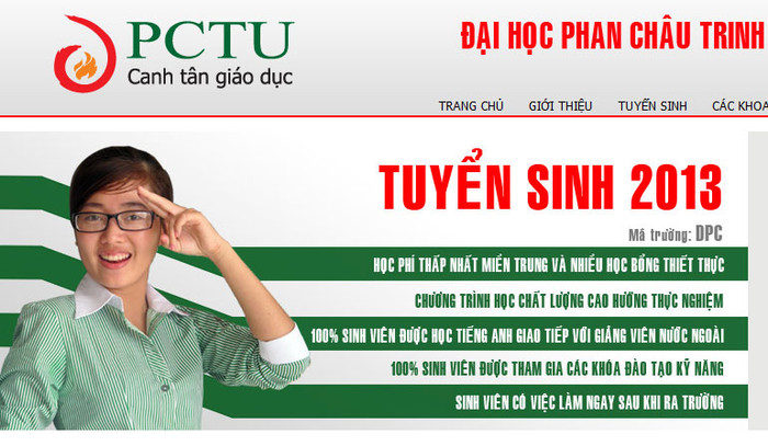 Website Trường ĐH Phan Châu Trinh.