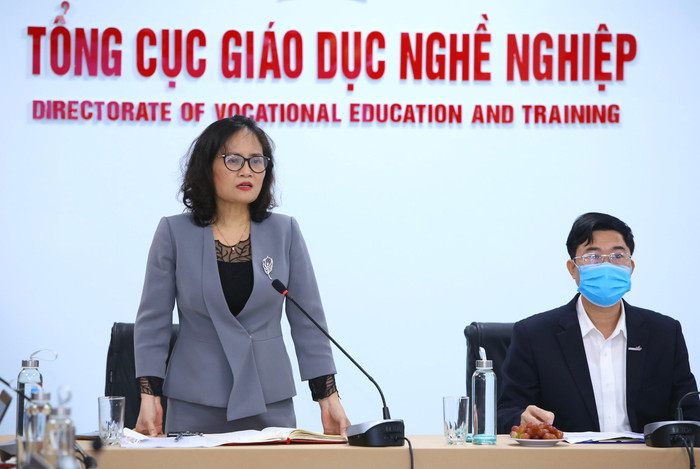 Bà Nguyễn Thị Việt Hương, Phó Tổng cục trưởng Tổng cục Giáo dục Nghề nghiệp - Bộ Lao động, Thương binh và Xã hội, Trưởng Trưởng Ban Tổ chức Hội giảng nhà giáo giáo dục nghề nghiệp năm 2021 phát biểu. Ảnh: Ban tổ chức Bà Nguyễn Thị Việt Hương, Phó Tổng cục trưởng Tổng cục Giáo dục Nghề nghiệp - Bộ Lao động, Thương binh và Xã hội, Trưởng Trưởng Ban Tổ chức Hội giảng nhà giáo giáo dục nghề nghiệp năm 2021 phát biểu. Ảnh: Ban tổ chức