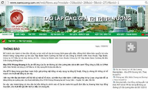 Thông báo của Tập đoàn Nam Cường ghi rõ "không có kế hoạch cho thuê mặt bằng dự án này" nhưng thực tế không phải như vậy. Thông báo của Tập đoàn Nam Cường ghi rõ "không có kế hoạch cho thuê mặt bằng dự án này" nhưng thực tế không phải như vậy.