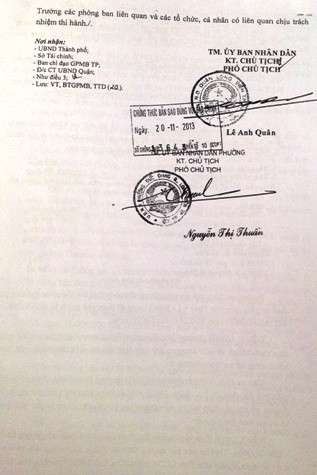 Quyết định được cho là "kháng lệnh", "bất chấp pháp luật" do ông Lê Anh Quân, Phó chủ tịch UBND quận Long Biên ký.