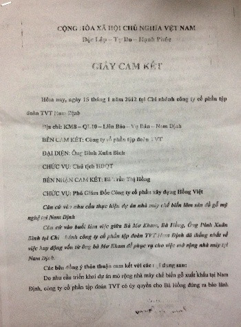 Thỏa thuận về nghĩa vụ trả nợ giữa Công ty TVT và Công ty Hồng Việt. Thỏa thuận về nghĩa vụ trả nợ giữa Công ty TVT và Công ty Hồng Việt.