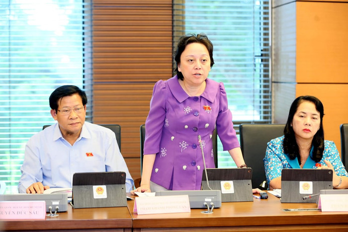 Đại biểu Phạm Khánh Phong Lan phát biểu tại phiên thảo luận tại tổ. Ảnh: Ngọc Thắng