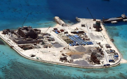 Một góc đá Gạc Ma, Trường Sa, Khánh Hòa, Việt Nam bị Trung Quốc chiếm đóng, bồi lấp xây dựng đảo nhân tạo bất hợp pháp, ảnh: SCMP.