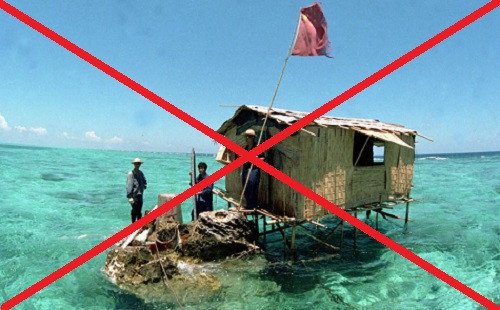 Đá Chữ Thập, Trường Sa, Khánh Hòa, Việt Nam tháng 3/1988 sau khi bị Trung Quốc chiếm bất hợp pháp. Ảnh: Tân Hoa Xã. Đá Chữ Thập, Trường Sa, Khánh Hòa, Việt Nam tháng 3/1988 sau khi bị Trung Quốc chiếm bất hợp pháp. Ảnh: Tân Hoa Xã.