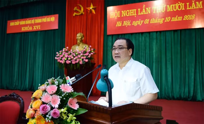 Bí thư Thành ủy Hà Nội Hoàng Trung Hải kết luận hội nghị lần thứ 15 Ban chấp hành Đảng bộ thành phố, ảnh: Báo Kinh tế &amp; Đô thị.