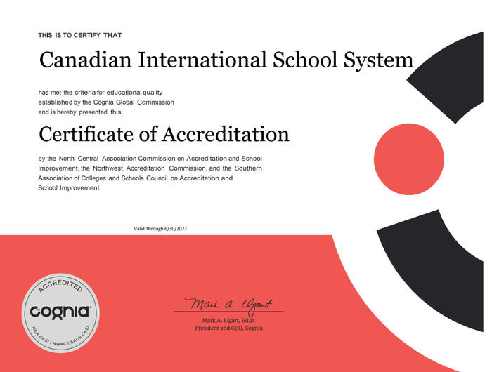 Trường Quốc tế Canada đạt kiểm định Cognia (Hoa Kỳ) về chất lượng giáo dục quốc tế. Cognia Certificate.jpg