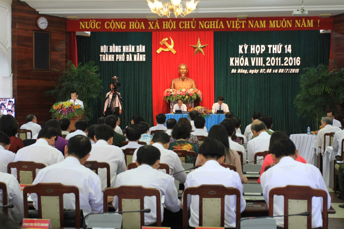 Khai mạc kỳ họp thứ 14, HĐND TP Đà Nẵng khóa 8, nhiệm kỳ 2011-2016. Ảnh Thùy Linh