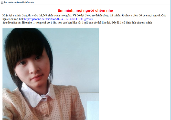 Link ảnh kêu gọi bình chọn của Nguyễn Thị Kim Anh trên webside: SinhVienIT.net Link ảnh kêu gọi bình chọn của Nguyễn Thị Kim Anh trên webside: SinhVienIT.net