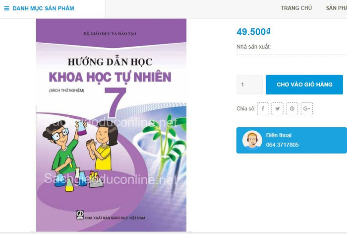Chương trình môn học chưa có, nhưng các nhà soạn sách đã làm xong sách giáo khoa "tích hợp" Lý - Hóa - Sinh thành Khoa học Tự nhiên để "thử nghiệm", nhưng vẫn 3 nội dung riêng biệt. Giá sách khá đắt. Ảnh chụp màn hình. Chương trình môn học chưa có, nhưng các nhà soạn sách đã làm xong sách giáo khoa "tích hợp" Lý - Hóa - Sinh thành Khoa học Tự nhiên để "thử nghiệm", nhưng vẫn 3 nội dung riêng biệt. Giá sách khá đắt. Ảnh chụp màn hình.