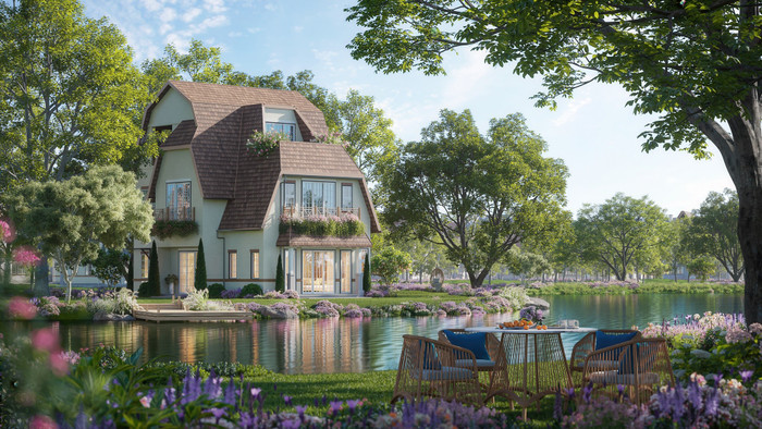 90% các căn biệt thự đều có tầm “view” mặt nước. eco-vinh-table-morning.jpg