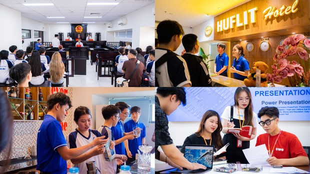Thông qua các lớp học trải nghiệm, học sinh trung học phổ thông có cơ hội tìm hiểu về nghề nghiệp tại HUFLIT trước khi đưa ra quyết định chọn ngành, chọn trường. Thông qua các lớp học trải nghiệm, học sinh trung học phổ thông có cơ hội tìm hiểu về nghề nghiệp tại HUFLIT trước khi đưa ra quyết định chọn ngành, chọn trường.