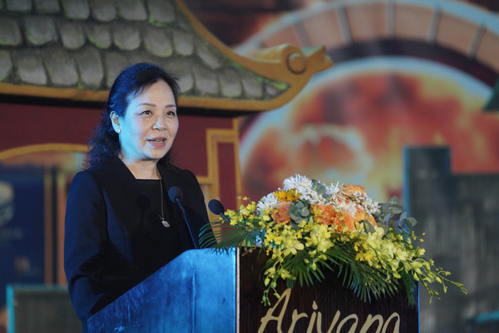 Tiến sĩ Ngô Phương Lan, Chủ tịch Hiệp hội Xúc tiến và Phát triển Điện ảnh Việt Nam phát biểu tại sự kiện. anh-ts-phuong-lan-phat-bieu.jpg