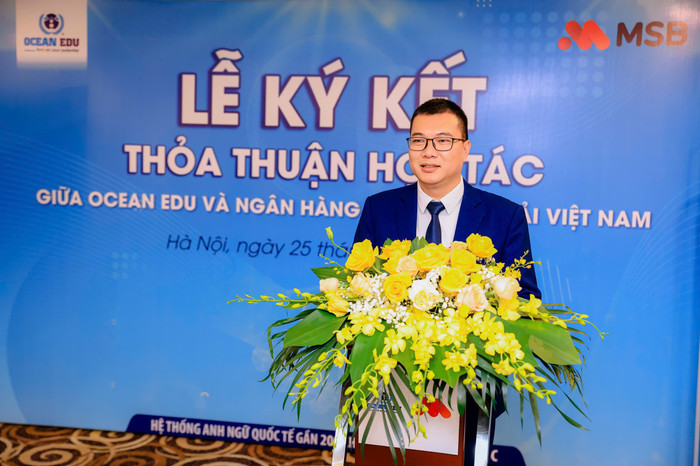 Ông Phạm Minh Tiên - Phó Tổng Giám đốc Ocean Edu chia sẻ về kỳ vọng hợp tác sẽ tạo ra cơ hội học tập mới cho học viên thông qua các chính sách hỗ trợ tài chính từ MSB. anh-1-95.jpg