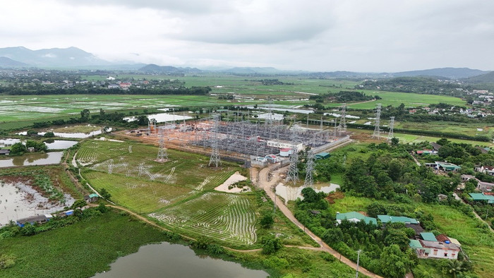 Toàn cảnh TBA 220kV Nam Cấm nhìn từ trên cao.