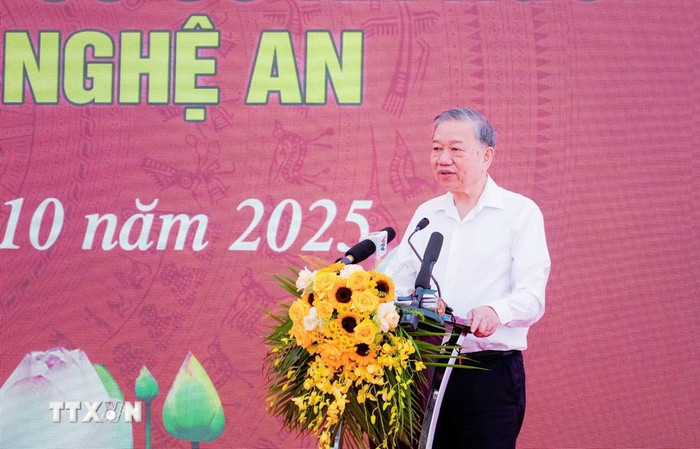 Tổng Bí thư Tô Lâm phát biểu tại lễ khởi công trường Phổ thông nội trú liên cấp Na Ngoi. (Ảnh: Trịnh Duy Hưng/TTXVN) tong-bi-thu-du-le-khoi-cong-truong-pho-thong-noi-tru-lien-cap-na-ngoi-nghe-an-2.jpg