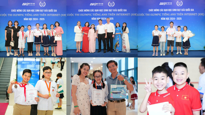 Các em học sinh, phụ huynh và thầy cô giáo từ khắp mọi miền Tổ quốc tham dự Lễ vinh danh IOE trong không khí vui tươi, phấn khởi. 1.jpg