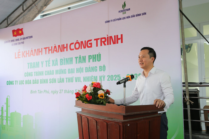 Ông Phạm Minh Nghĩa - Phó Tổng Giám đốc BSR phát biểu tại Lễ khánh thành Trạm Y tế. Ông Phạm Minh Nghĩa - Phó Tổng Giám đốc BSR phát biểu tại Lễ khánh thành Trạm Y tế.