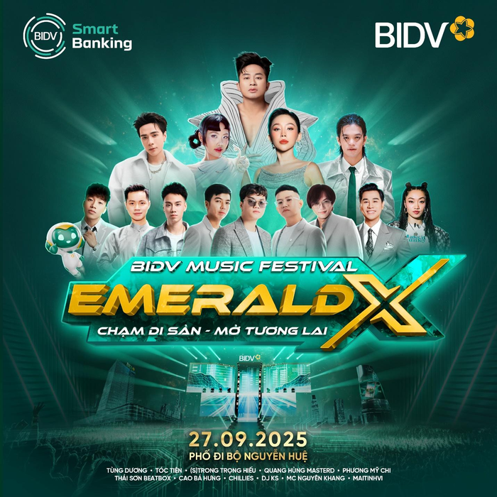 Dàn nghệ sỹ tham gia đêm nhạc BIDV Music Festival – The Emerald X. Dàn nghệ sỹ tham gia đêm nhạc BIDV Music Festival – The Emerald X.