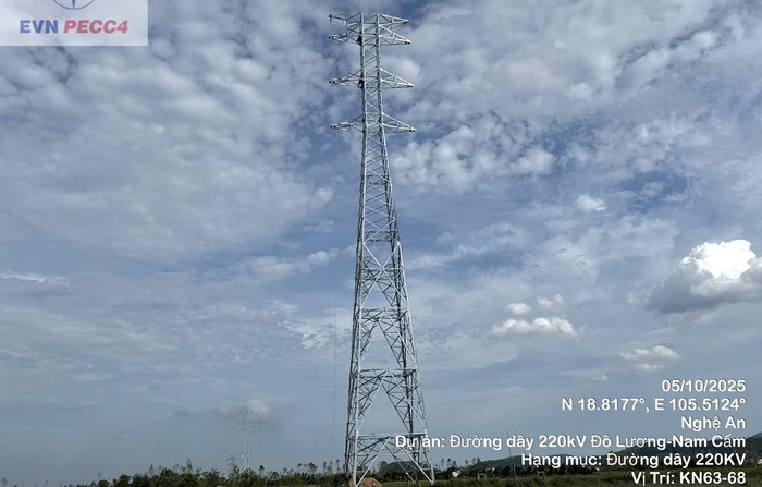Thi công kéo dây Dự án đường dây 220kV Đô Lương – Nam Cấm. Thi công kéo dây Dự án đường dây 220kV Đô Lương – Nam Cấm.