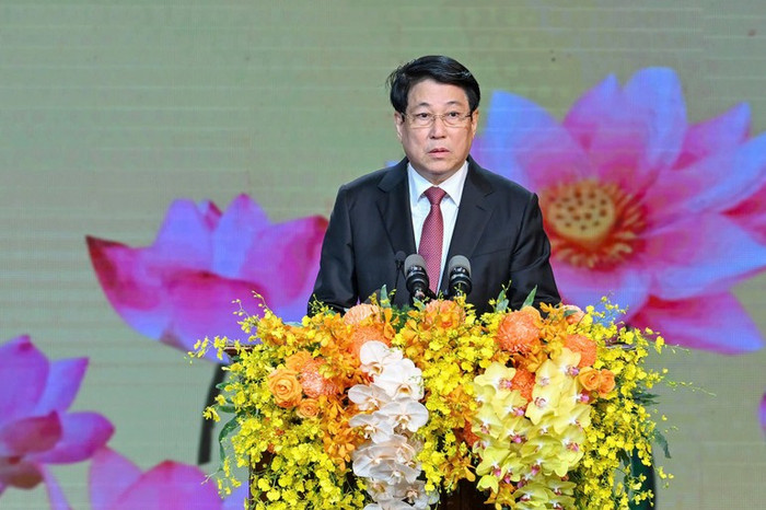Chủ tịch nước Lương Cường phát biểu tại buổi lễ. Chủ tịch nước Lương Cường phát biểu tại buổi lễ.