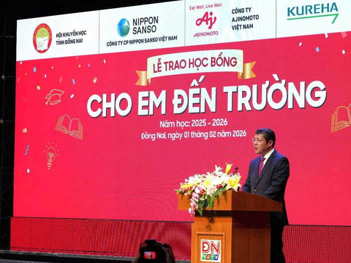 Ông Tsutomu Nara – Tổng Giám đốc Công ty Ajinomoto Việt Nam chia sẻ tại buổi lễ.