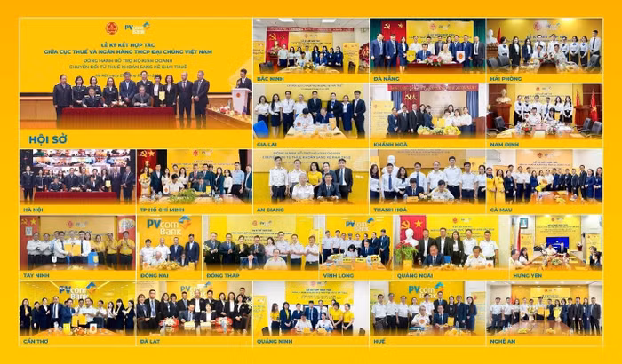 Chương trình kết nối trực tuyến tới các điểm cầu của PVcomBank tại 22 tỉnh, thành phố trên toàn quốc.