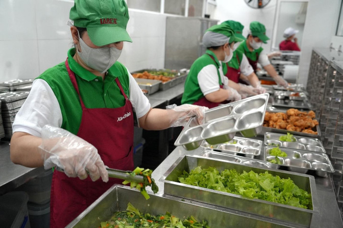 Bếp ăn một chiều phục vụ bữa ăn cho học sinh tại Trường iSchool Ninh Thuận.