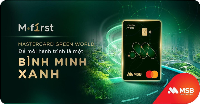 Mẫu thẻ tín dụng MSB Mastercard Green World (Ảnh: MSB)