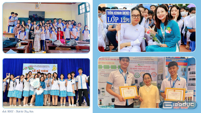 Cô giáo Trần Thị Ngân luôn tích cực tham gia hoạt động trường lớp, góp phần tạo dựng cho học sinh một không gian học tập thân thiện và giàu cảm hứng. Ảnh: NVCC - Thiết kế: Thúy Hiền. gdvn-tran-thi-ngan-4754.jpg