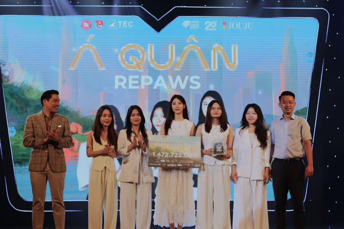Đội thi RePaws đã xuất sắc giành được danh hiệu Á quân cuộc thi Khởi nghiệp cùng Kawai 2025 cùng mức giải thưởng 1.472.722.000 đồng. a-quan.jpg