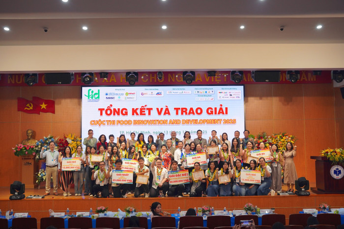 Lễ tổng kết và trao giải tại cuộc thi Food Innovation &amp; Development 2025. Ảnh: NTCC.