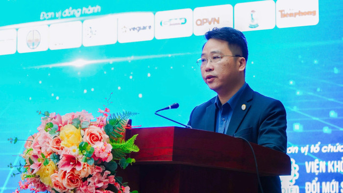 Ông Lê Toàn Thắng - Giám đốc Trung tâm hỗ trợ khởi nghiệp sáng tạo quốc gia (NSSC), Bộ Khoa học và Công nghệ phá biểu tại sự kiện.