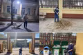 Hình ảnh cô Lan quét dọn và thu gom rác mỗi ngày.