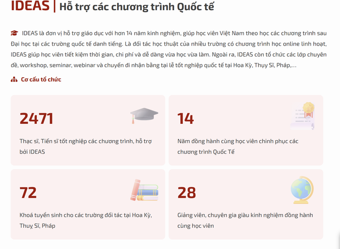 Thông tin quảng bá trên website Viện IDEAS. Ảnh chụp màn hình screenshot-2025-07-20-083227.png