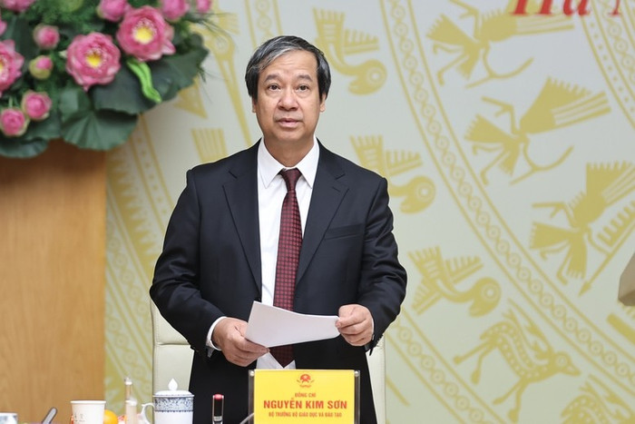 Bộ trưởng Bộ Giáo dục và Đào tạo Nguyễn Kim Sơn phát biểu. Ảnh: VGP/Nhật Bắc