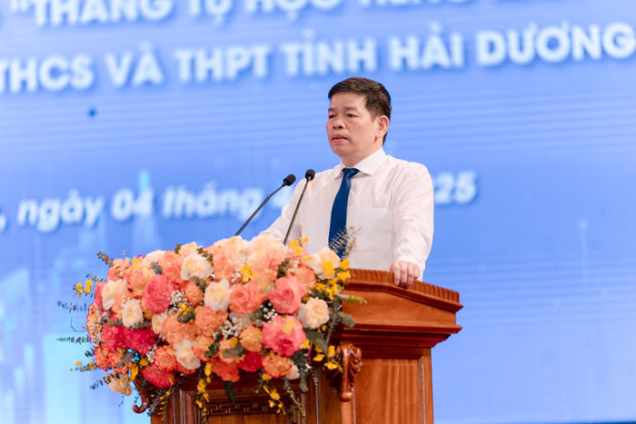 Ông Lương Văn Việt - Giám đốc Sở Giáo dục và Đào tạo tỉnh Hải Dương phát biểu tại sự kiện. ong-luong-van-viet.jpg