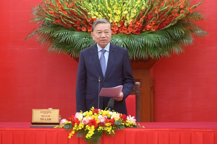 Tổng Bí thư Tô Lâm phát biểu tại cuộc gặp mặt học sinh, sinh viên, thanh niên dân tộc thiểu số xuất sắc, tiêu biểu.