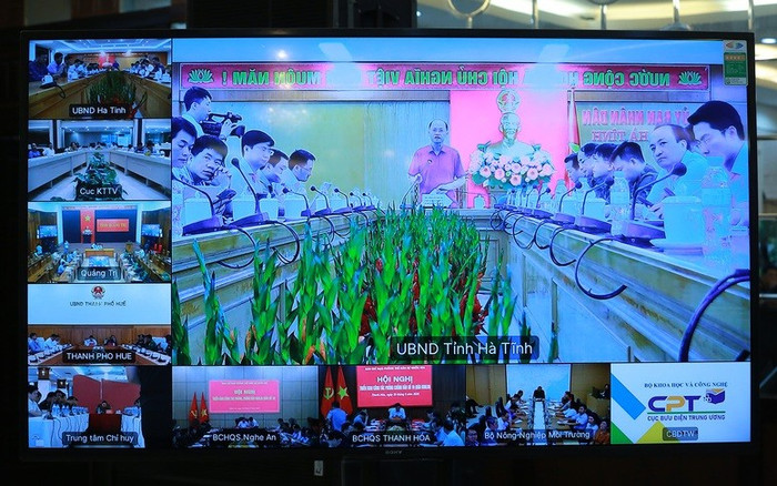 Các địa phương nơi bão số 10 đi qua báo cáo tình hình. Ảnh: VGP/Minh Khôi Các địa phương nơi bão số 10 đi qua báo cáo tình hình. Ảnh: VGP/Minh Khôi