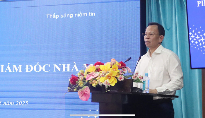 Ông Vũ Thanh Hải - Bí thư Đảng ủy, Giám đốc Nhà máy đã thay mặt Đảng ủy, Ban Giám đốc Nhà máy Nhiệt điện Vĩnh Tân phát biểu tại hội nghị. img-20250531-092241.jpg