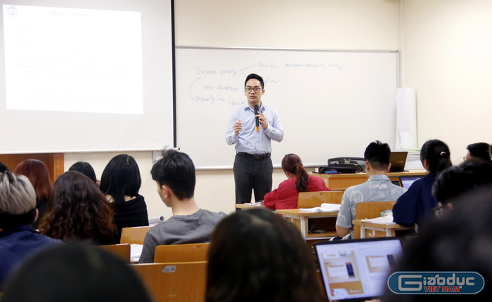 Một giờ giảng bằng tiếng Anh tại Đại học Kinh tế Quốc dân. Ảnh: Mộc Trà. gdvn-anh-5.jpg