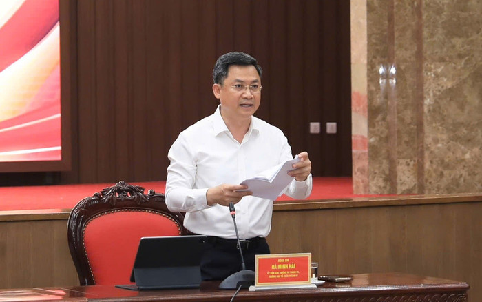 Trưởng ban Tổ chức Thành ủy Hà Minh Hải trao đổi tại buổi họp báo. Ảnh: hanoi.gov.vn. Trưởng ban Tổ chức Thành ủy Hà Minh Hải trao đổi tại buổi họp báo. Ảnh: hanoi.gov.vn.