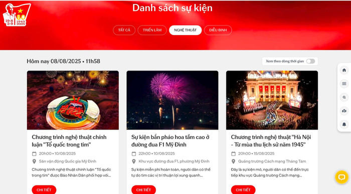 Các thông tin về chuỗi sự kiện kỷ niệm đăng tải trên website. Ảnh: Chụp màn hình. Các thông tin về chuỗi sự kiện kỷ niệm đăng tải trên website. Ảnh: Chụp màn hình.