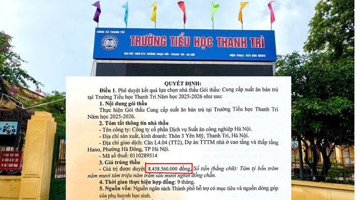 Công ty cổ phần Dịch vụ Suất ăn công nghiệp Hà Nội trúng gói thầu gần 8,5 tỷ đồng tại Trường Tiểu học Thanh Trì.