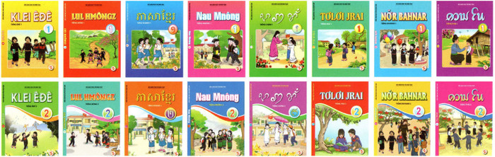 Một số sách giáo khoa tiếng dân tộc thiểu số của Nhà xuất bản Giáo dục Việt Nam. Ảnh: NXBGDVN. sach-dan-toc.jpg