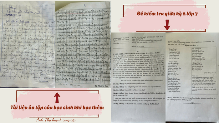 Tài liệu ôn tập khi đi học thêm của học sinh lớp 7D và đề kiểm tra Văn giữa học kỳ 2 của học sinh khối 7 (ảnh do phụ huynh cung cấp) tai-lieu-on-tap-cua-hoc-sinh-khi-hoc-them-5.png