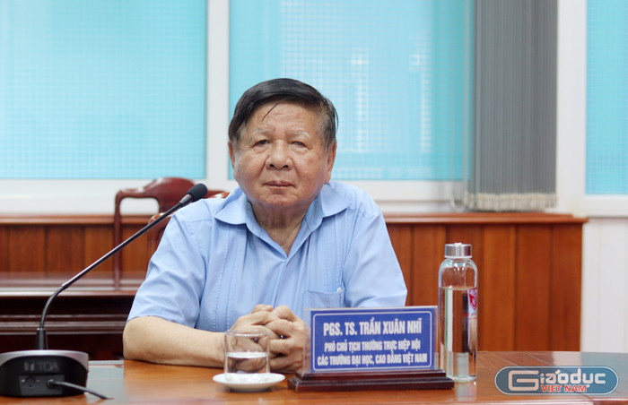 Phó Giáo sư, Tiến sĩ Trần Xuân Nhĩ - nguyên Thứ trưởng Bộ Giáo dục và Đào tạo (hiện là Phó Chủ tịch Thường trực Hiệp hội Các trường đại học, cao đẳng Việt Nam). Ảnh: Mộc Trà. gdvn-bac-nhi-5582.jpg