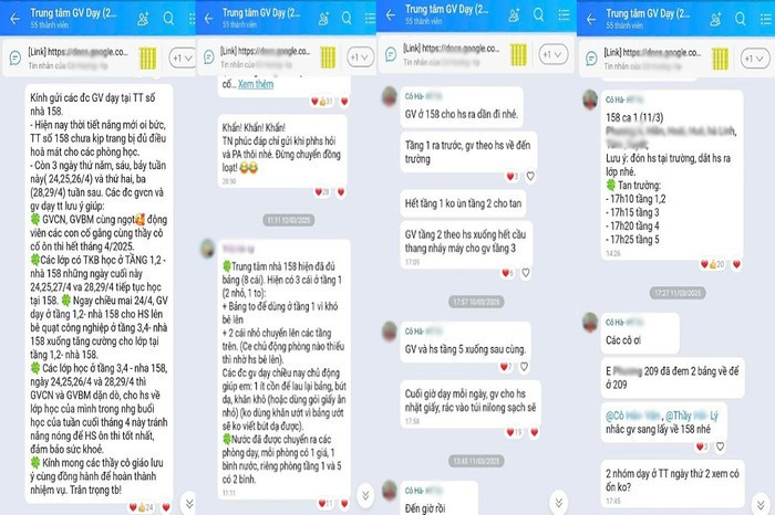 Nội dung tin nhắn của người tên &quot;Hà&quot; chỉ đạo việc dạy học ở trung tâm tại số nhà 15x Yên Duyên. Ảnh: Độc giả cung cấp