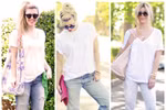 7 ngày biến hóa với quần jeans và áo phông trắng